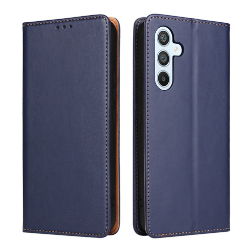 Samsung Galaxy S23 FE 5G Fierre Shann PU Genuine Leather Texture Leather Phone Case - Blue